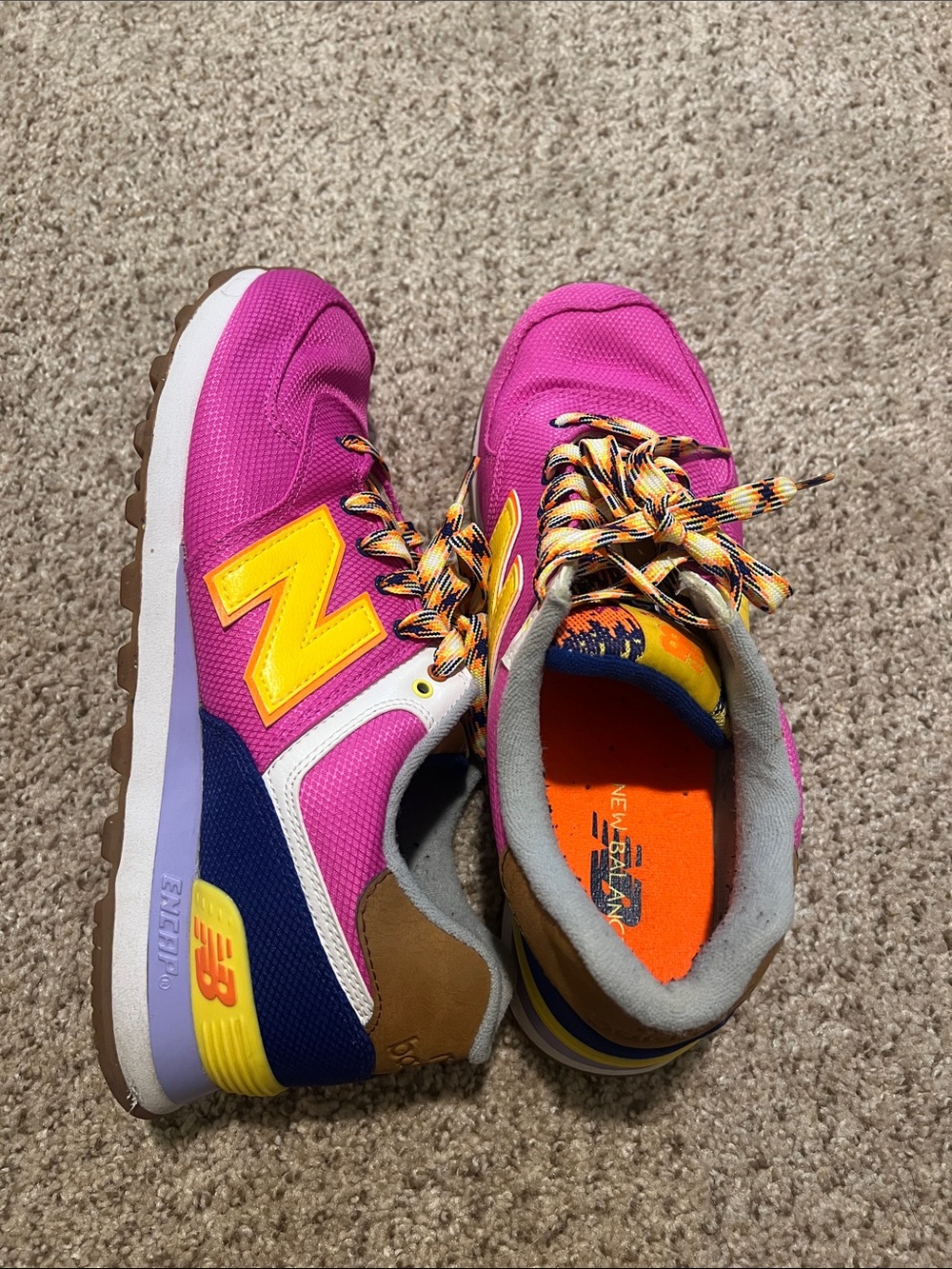 New Balance Pink Yellow Multicolor Women's Sneakers